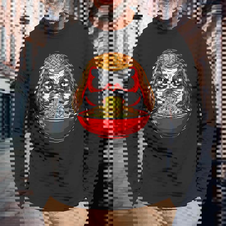 だるま人形 日本 ラーメン 和麺 長袖Tシャツ 高齢者への贈り物