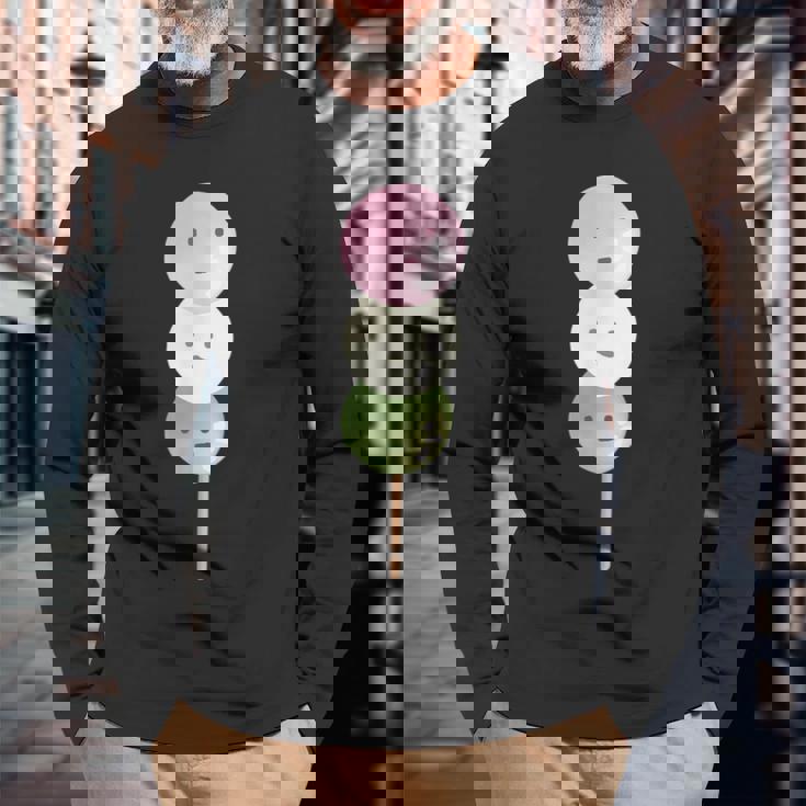 だんご 団子 和菓子 三色団子 三兄弟 だんご好き かわいい おもしろ しろ 長袖Tシャツ 高齢者への贈り物