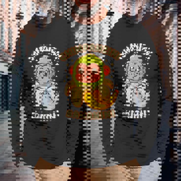 ちびカワイイチンパンジーニバナニーニ イタリアブレインロットミーム 長袖Tシャツ 高齢者への贈り物