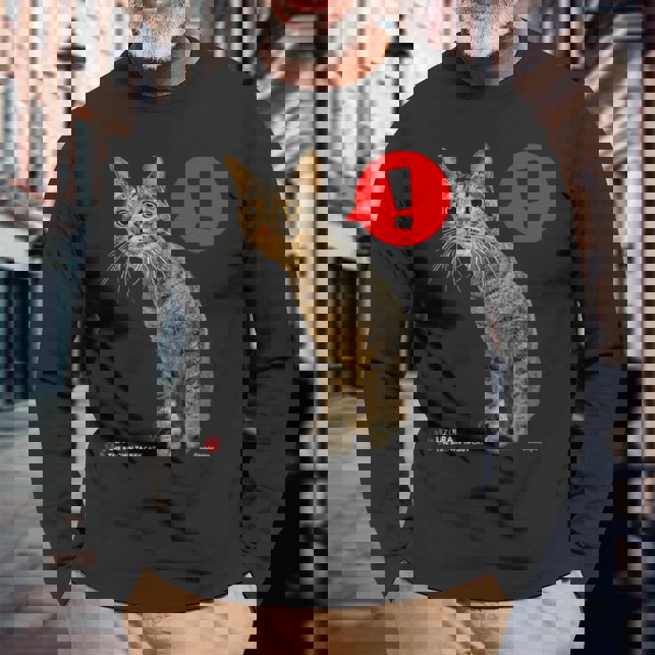 なにかをみつけたねこ、うずら 猫 かわいい キジトラ猫 Cat 長袖Tシャツ 高齢者への贈り物