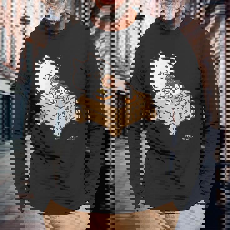 ねこぺん日和 こうきゅうなくるま ダークカラー 長袖Tシャツ 高齢者への贈り物