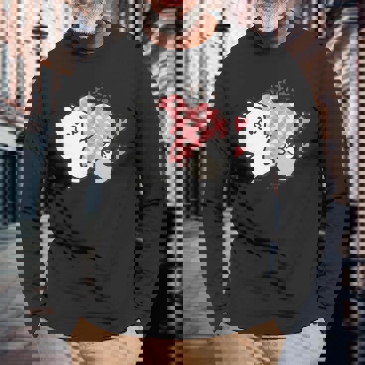 ねこぺん日和 ハート 長袖Tシャツ 高齢者への贈り物