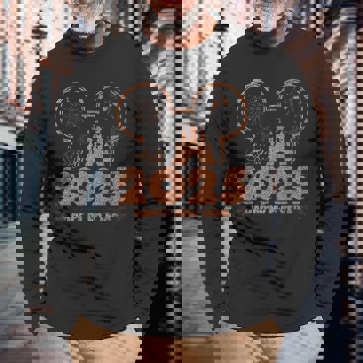 ねずみ 2025 新年あけましておめでとうございます 花火パーティー 2025 ファミリー 長袖Tシャツ 高齢者への贈り物