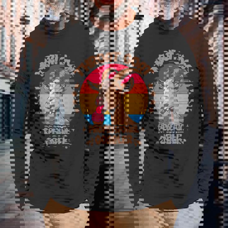 のどヤギ プロフェッショナル ゴブラ 不適切な大人のユーモア 長袖Tシャツ 高齢者への贈り物