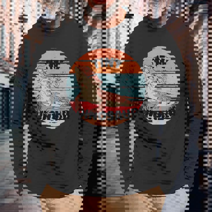 ひげを生やしたドラゴン爬虫類の小さな恐竜のかわいいスケールタンポポ 長袖Tシャツ 高齢者への贈り物