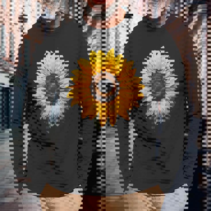 ひまわり モチーフ フラワーアート アート ひまわり 長袖Tシャツ 高齢者への贈り物