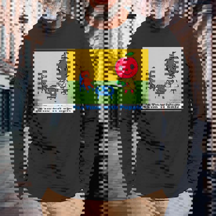 ぷっぷるとお茶会しよう！ 長袖Tシャツ 高齢者への贈り物