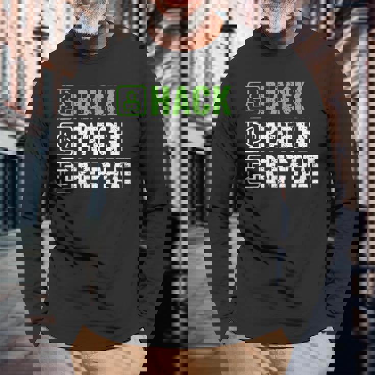 へのギフト ハック パッチ リピート エシカル ハッカー サイバーセキュリティ 長袖Tシャツ 高齢者への贈り物