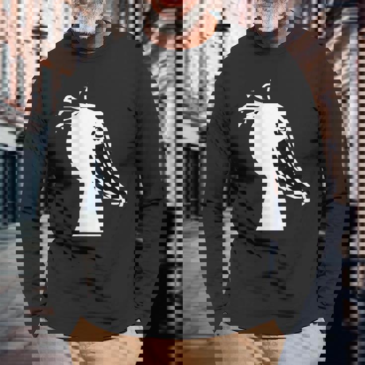 みんな大好きハシビロコウ 動かない鳥 はしび郎クラブ オリジナルデザイン イラスト おもしろ モノクロ 長袖Tシャツ 高齢者への贈り物