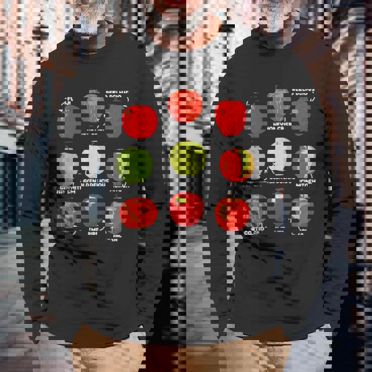 りんごの種類 りんご好き リンゴ果樹園 りんご狩り 長袖Tシャツ 高齢者への贈り物