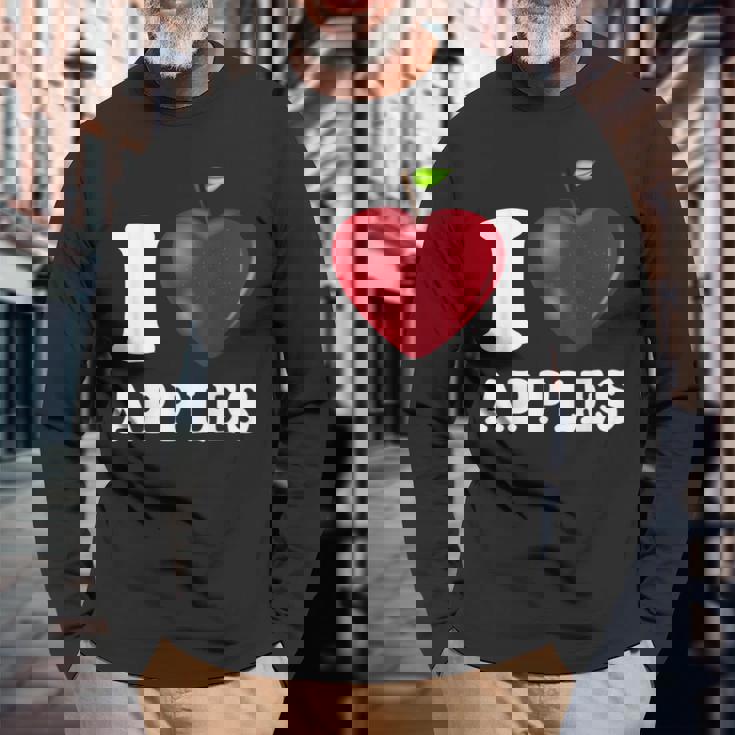 りんご大好き 長袖Tシャツ 高齢者への贈り物