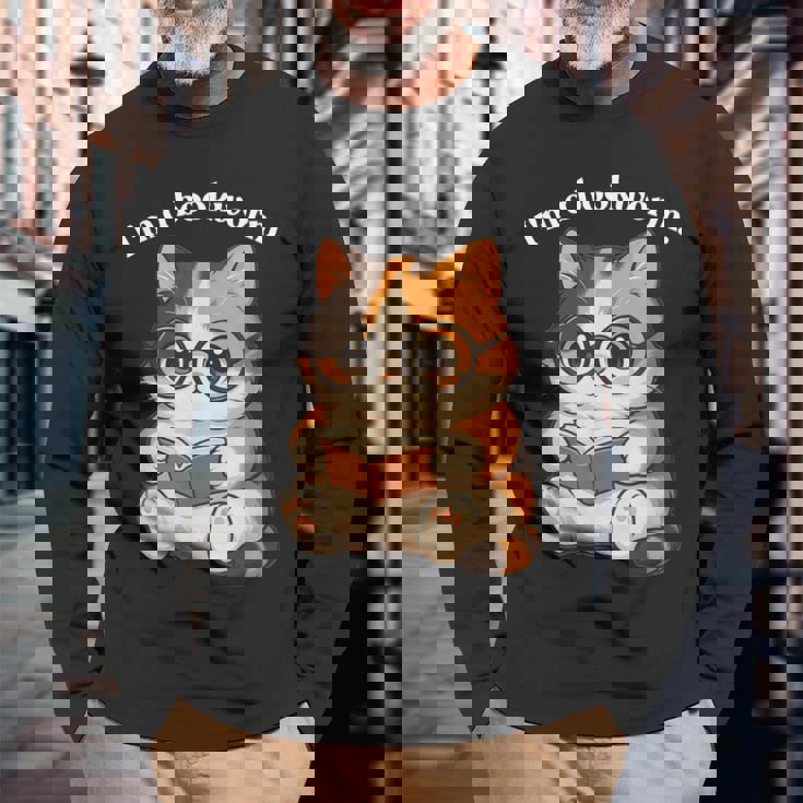 わがまま猫 ねこ 読書好き かわいい おもしろ マンガ 長袖Tシャツ 高齢者への贈り物