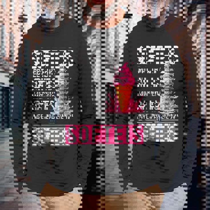 アイスクリームセラーコスチュームソフトアイスクリームはアイスクリームを言わないで話す 長袖Tシャツ 高齢者への贈り物