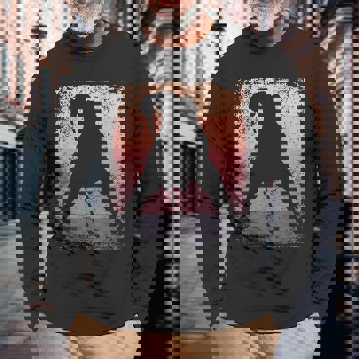 アイスホッケー プレーヤー ヴィンテージ ボーイズ アイスホッケー 長袖Tシャツ 高齢者への贈り物