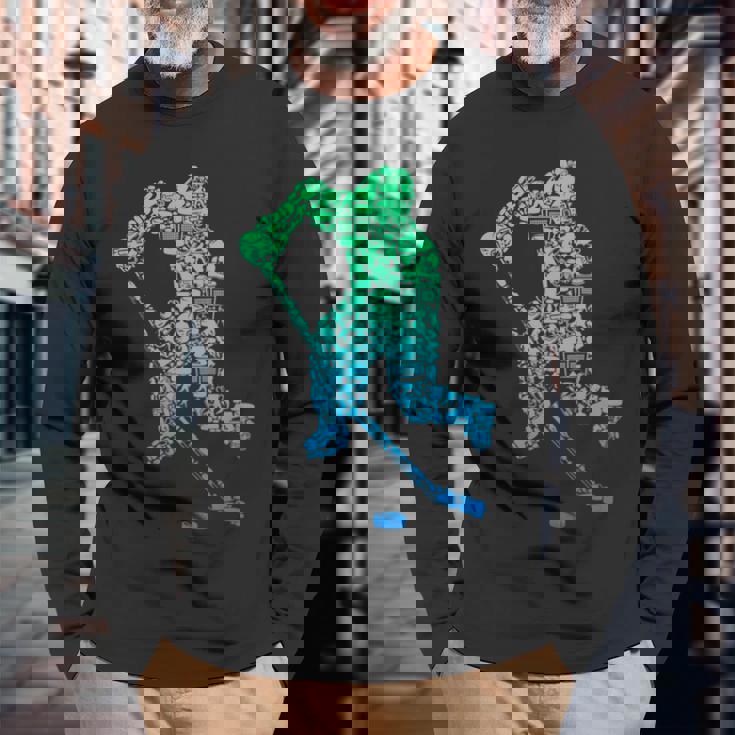 アイスホッケー選手ユースメンズキッズボーイズ 長袖tシャツ 長袖Tシャツ 高齢者への贈り物