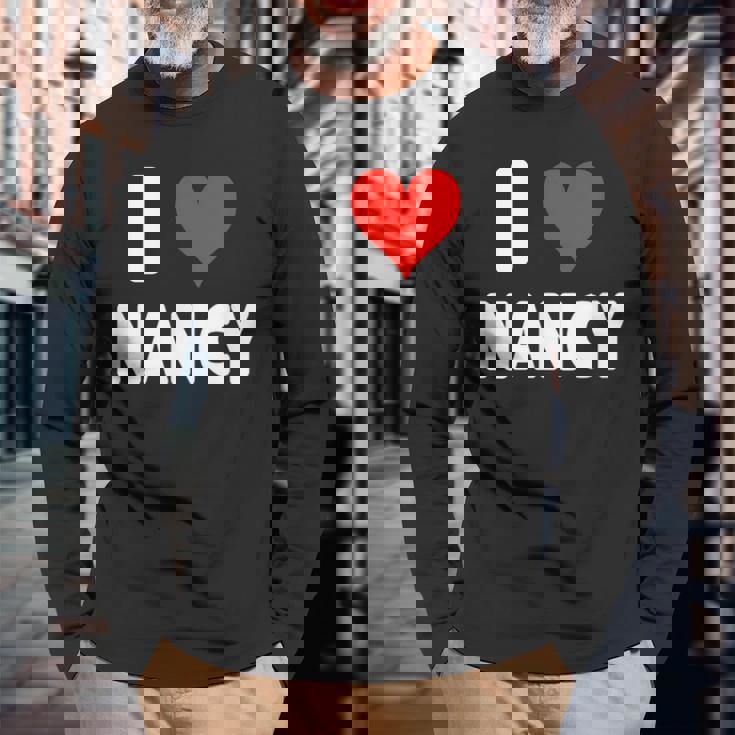 アイラブナンシー-ハート 長袖Tシャツ 高齢者への贈り物