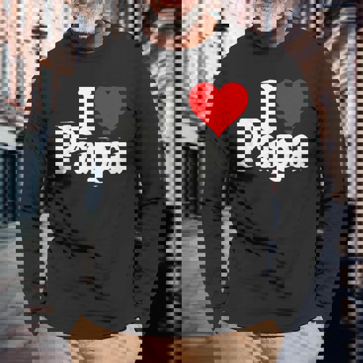 アイラブハートパパ父の日パパパパ 長袖Tシャツ 高齢者への贈り物