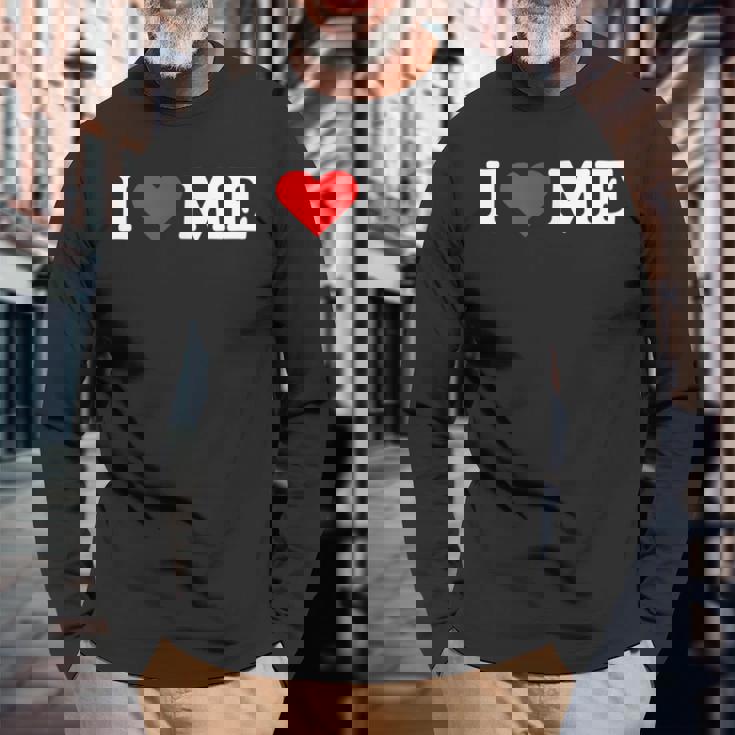 アイラブミー、アイロニックな皮肉のバレンタイン 長袖Tシャツ 高齢者への贈り物