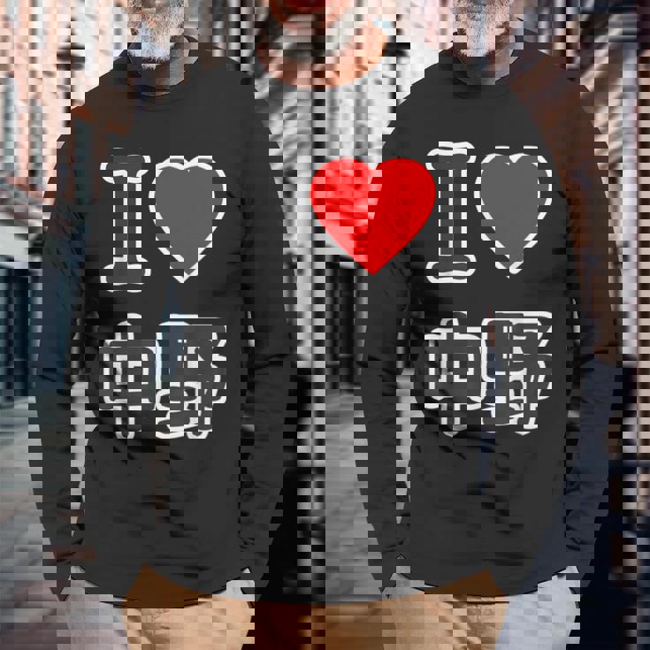 アイラブ・中野（I Love ハート）ビッグ 大きな文字【23区】ジモティ Jimo-T 地元愛 面白い 長袖Tシャツ 高齢者への贈り物