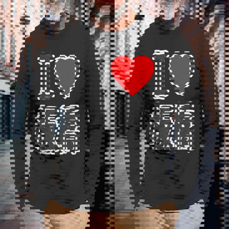 アイラブ・板橋（I Love ハート）板橋区 Big 大きな文字【23区】Jimo-T ジモティ 面白い 長袖Tシャツ 高齢者への贈り物