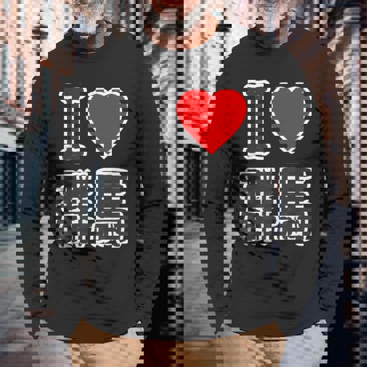 アイラブ・群馬（I Love ハート）Big 大きな文字 ハート【47都道府県】ジモtティ 旅行お土産 面白 長袖Tシャツ 高齢者への贈り物