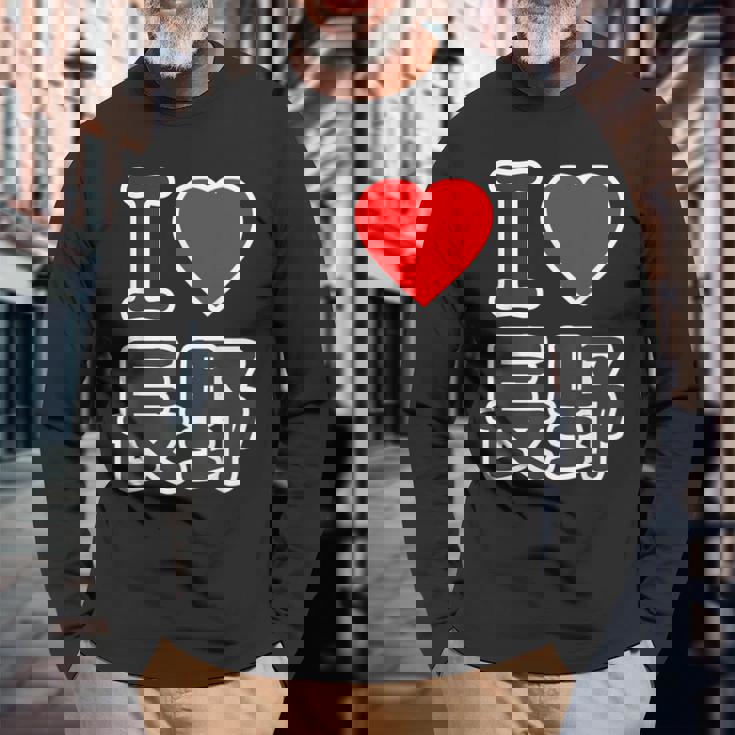 アイラブ・長野（I Love ハート）Big 大きな文字 ハート【47都道府県】ジモtティ 旅行お土産 面白 長袖Tシャツ 高齢者への贈り物