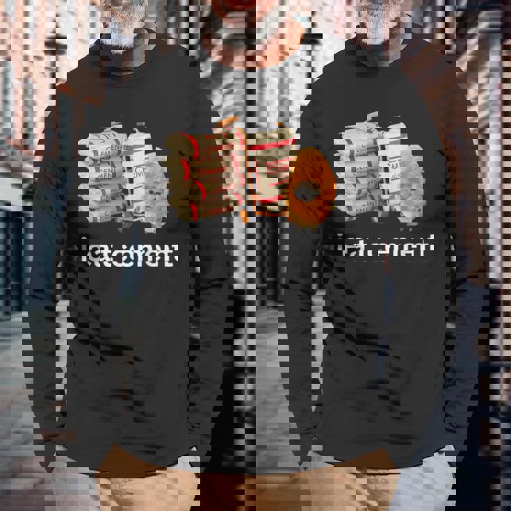 アイ・イート・セメント・ファニー・カーズ・クライング・キャット・ミーム 長袖Tシャツ 高齢者への贈り物