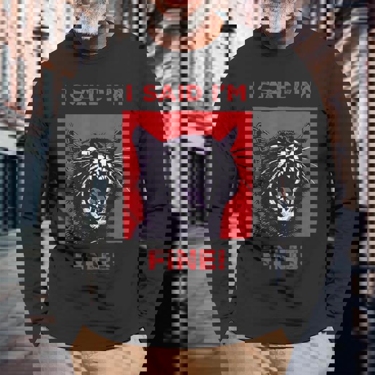 アイ・サイド・アイ・アイム・ファニー・キャット 長袖Tシャツ 高齢者への贈り物