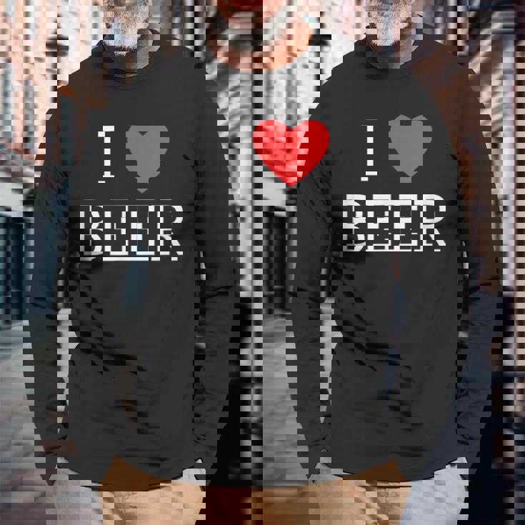 アイ・ラブ・ビール 長袖Tシャツ 高齢者への贈り物