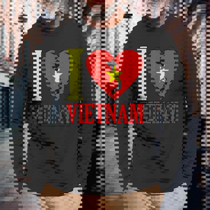 アイ・ラブ・ベトナム 長袖Tシャツ 高齢者への贈り物