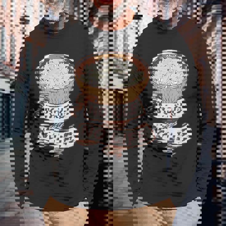 アジア料理 炒飯丼 ご飯好き 食通 長袖Tシャツ 高齢者への贈り物