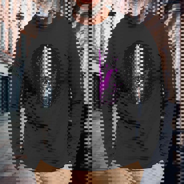 アセクシャルpride手と目と神秘的な象徴アート 長袖Tシャツ 高齢者への贈り物