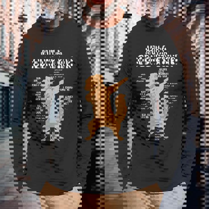 アナトミー・オブ・ア・ゴールデン・レトリバー 犬 オーナー 子犬 面白い キュート 長袖Tシャツ 高齢者への贈り物