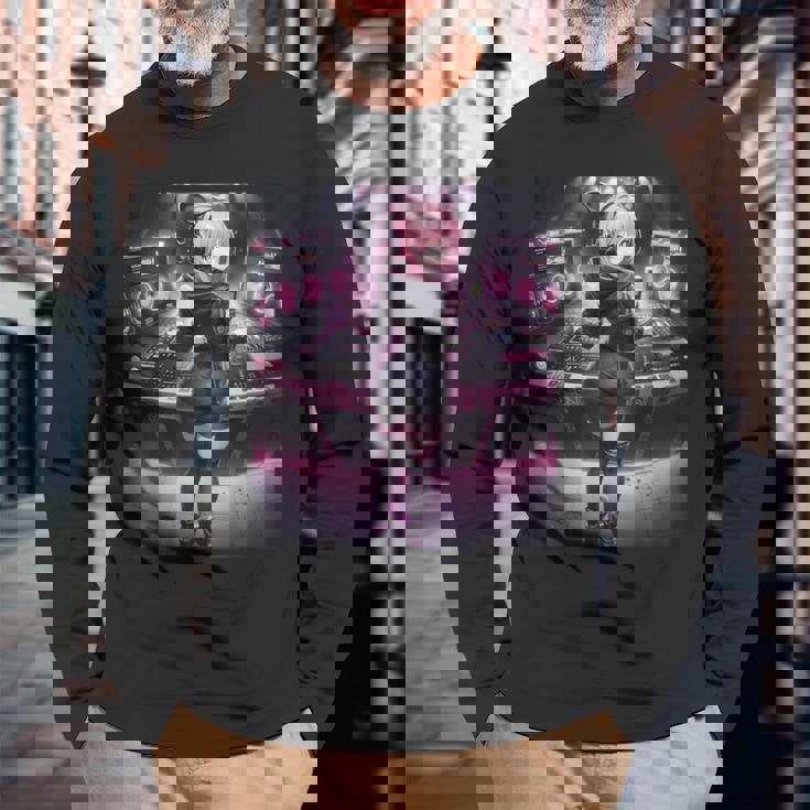 アニメ・漫画風 カワイイdj ワイフガール 日本文化 長袖Tシャツ 高齢者への贈り物