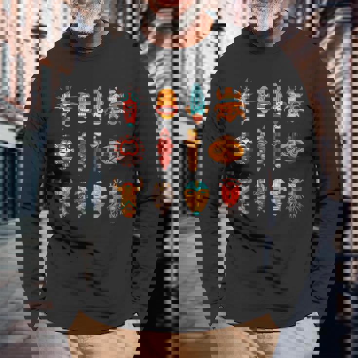 アフリカンマスクアート Blm 長袖Tシャツ 高齢者への贈り物