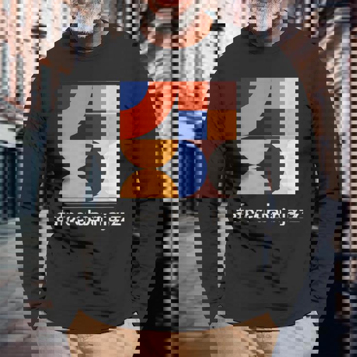 アフロキューバンジャズ ヴィンテージ ラテンジャズ ミュージックバンド 長袖Tシャツ 高齢者への贈り物