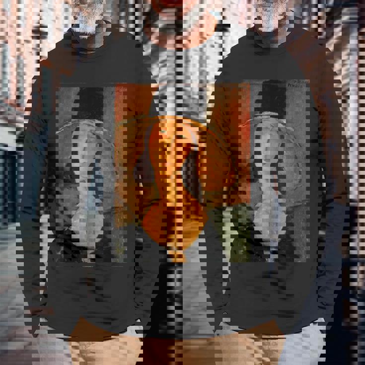 アメデオ モディリアーニのジャンヌ・ヘブターヌ 大きな帽子 長袖Tシャツ 高齢者への贈り物