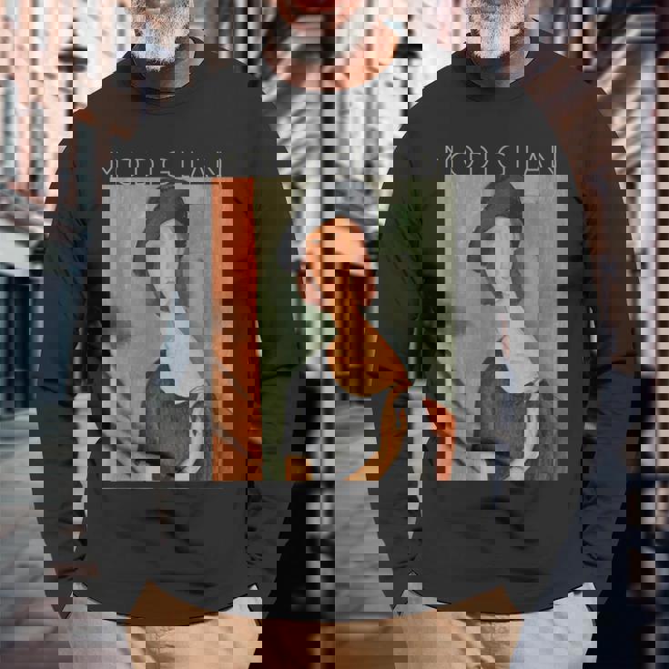 アメデオ・モディリアーニジャンヌ・エビュテルヌ芸術家の帽子で 長袖Tシャツ 高齢者への贈り物