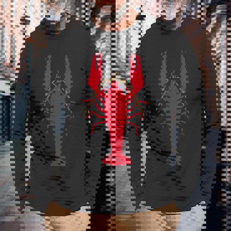 アメリカザリガニ_エビガニ_ザリガニ 長袖Tシャツ 高齢者への贈り物