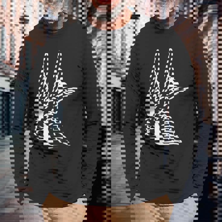 アメリカントラディショナル ツバメ 鳥 アウトライン タトゥー 長袖Tシャツ 高齢者への贈り物