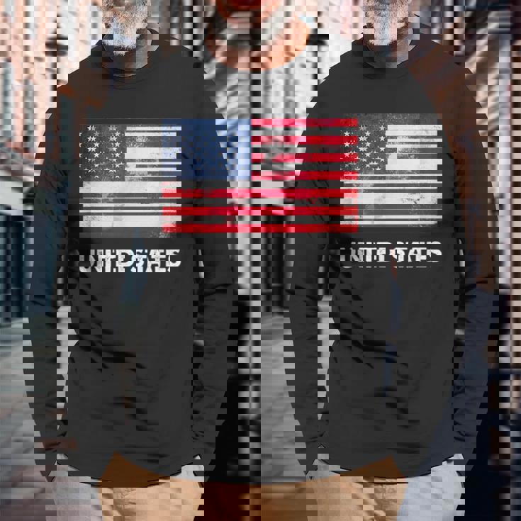 アメリカ国旗tシャツ 長袖Tシャツ 高齢者への贈り物