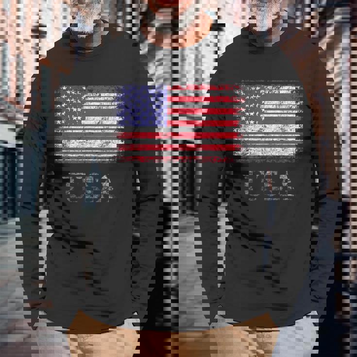 アメリカ国旗シャツ メンズ レディース キッズ 退役軍人の日 星条旗 長袖Tシャツ 高齢者への贈り物