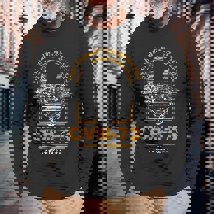 アメリカ海軍航空母艦 Cvn-73 ジョージ・ワシントン Uss George Washington 長袖Tシャツ 高齢者への贈り物