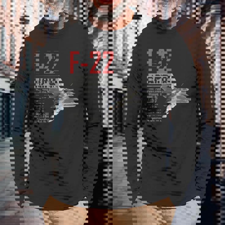 アメリカ航空機ステルス戦闘機 F22 ラプター 長袖Tシャツ 高齢者への贈り物