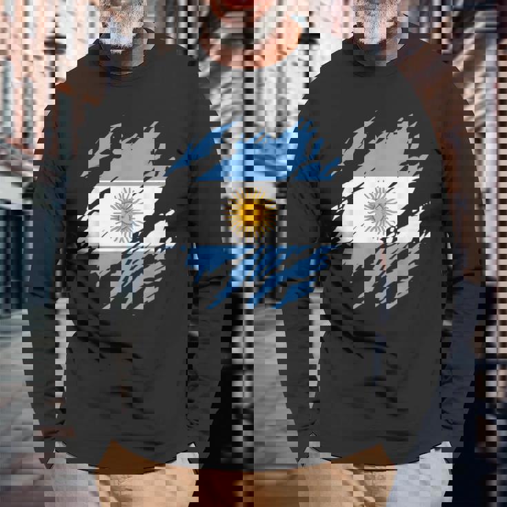 アルゼンチンの旗アルゼンチン 長袖Tシャツ 高齢者への贈り物