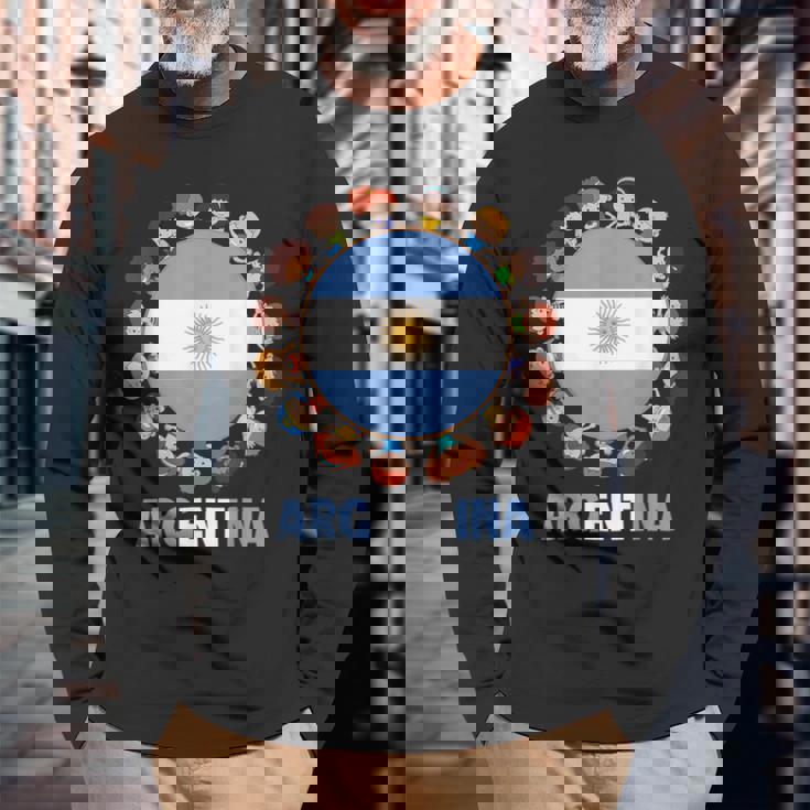 アルゼンチン国旗 ヒスパニック文化遺産月間 アルゼンチン キッズ 長袖Tシャツ 高齢者への贈り物