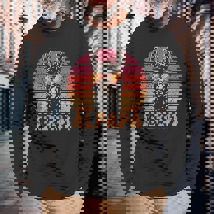 アルパパ アルパカ ラマ お父さんになる お父さん 新しいお父さん 長袖Tシャツ 高齢者への贈り物