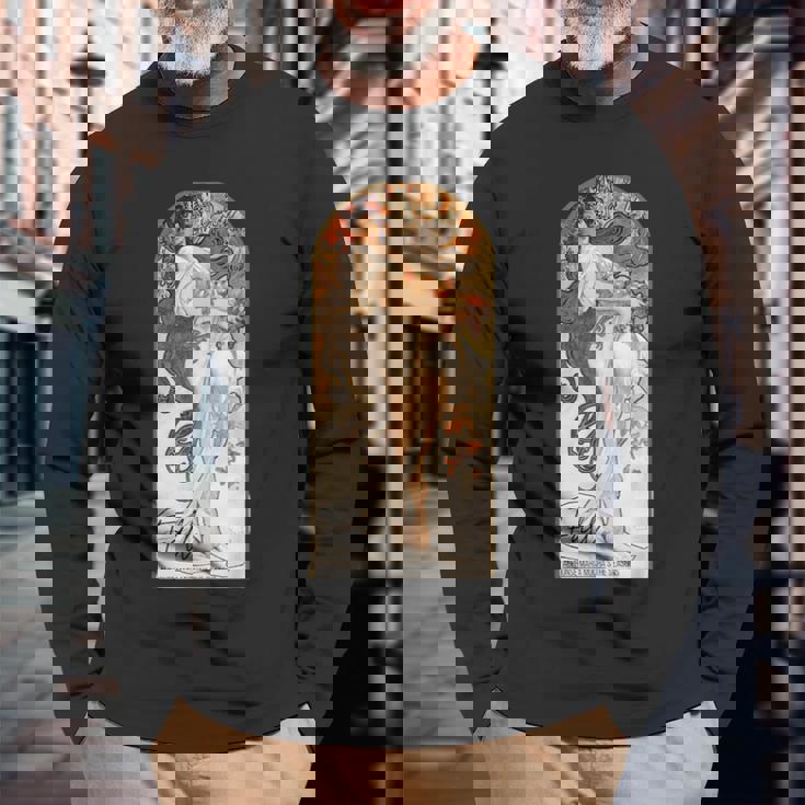 アルフォンス・マリア・ミュシャの「四季」-秋 長袖Tシャツ 高齢者への贈り物