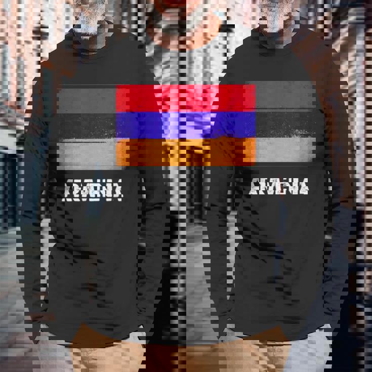 アルメニア国旗tシャツ 長袖Tシャツ 高齢者への贈り物