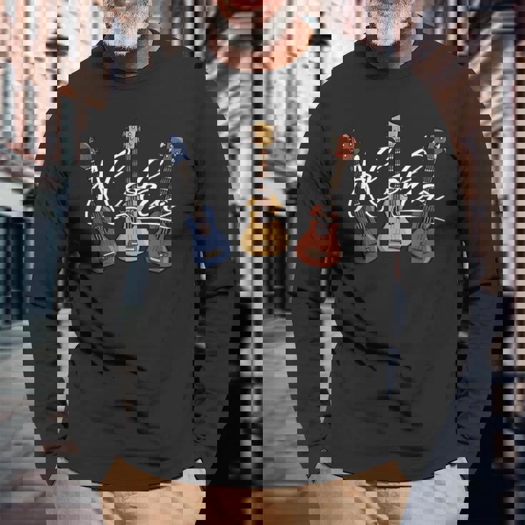 アロハ漫画 ウクレレ ハワイ ウケ ライフスタイル ウクレレ 長袖Tシャツ 高齢者への贈り物